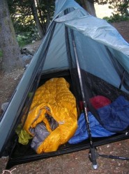 One LEKI Carbonlite pole holding up my tarptent
