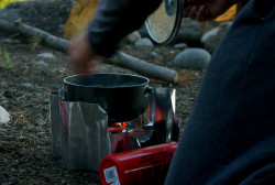 Cooking dinner on the WhisperLite