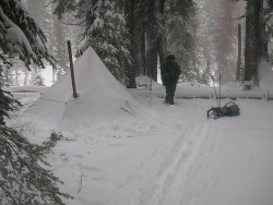 The snow load that bent the pole