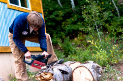 Cutting Wood with the Monkey Man Jacket