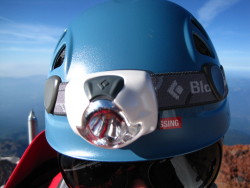 BD Spot headlamp on Petzl Elios helmet