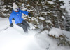 TNF vibrant blue W Auxiliary Jacket in ski mode