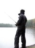 Nothin' biting that day, but staying dry. Quadra Island, British Columbia