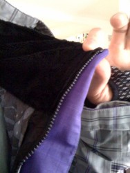 Fur collar and wrist gaiter close up