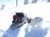 Dana on her airboard with Otto at take off