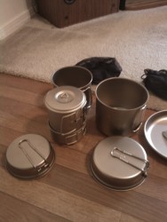 Snow Peak Ti Mini Solo Cookset, Ti 900, and Ti 1400