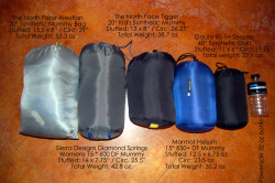 Size comparison of different bags