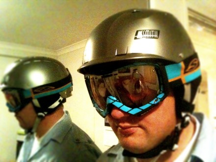Smith Hustle (Silver Max) Helmet & Smith Prodigy (Blaze Intersection with Platinum Mirror Lens) Goggles