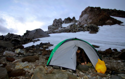Camping in the crater