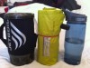 jetboil next to neoair next to .5L camelback bottle