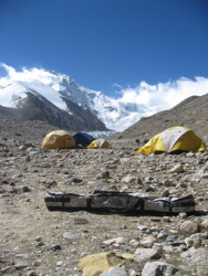 TNF ski bag at Shisha Pangma advanced basecamp