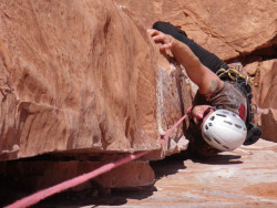 Tracer in action on Castleton Tower