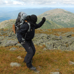 Arc'teryx Naos 55 on top of Mt. Washington 77 MPH wind