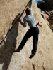 Mid-dyno in the Marmot Scree Pant, Joshua Tree NP