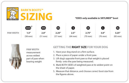 Check out www.ruffwear.com for instructions on how to properly size your pooch.  Sizing is based on paw width, not the actual size of your dog so you can get some interesting results.  My dog is 100 pounder as well, but she wears extra small boots because her paw width is only 2.25 inches.