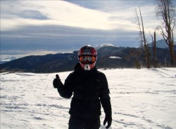 Snowmobiling with Cloudveil Down Jacket