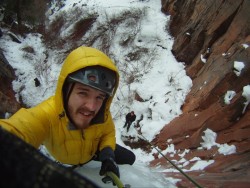 at home on the frozen waterfall