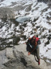 moccasyms top out on a freesolo of Cathedral Peak, Yosemite