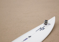 Mounted on surfboard