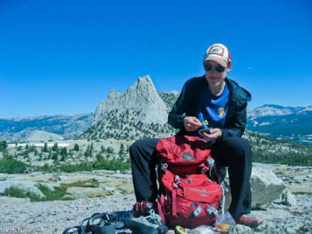 Sara Vera snacks en route to Matthes Crest, Yosemite