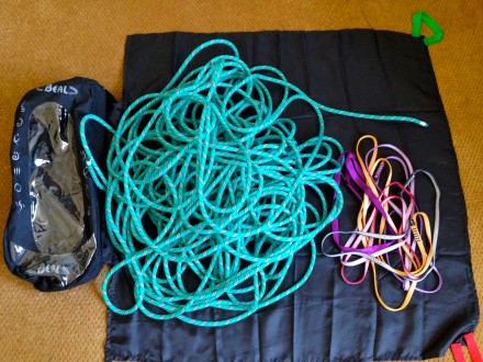 Rope bag with tarp spread out