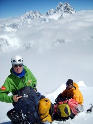 Gregory packs at high altitude.