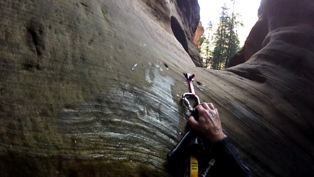 Hooking out on a Keeper Pothole in Imlay Canyon