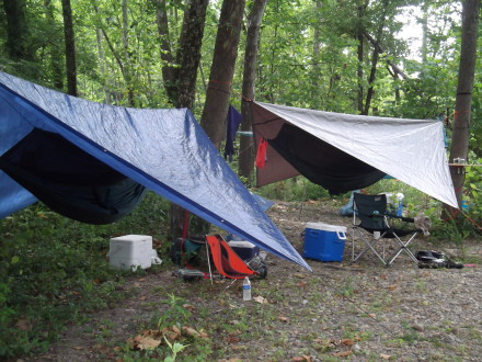 Two hammocks over the river