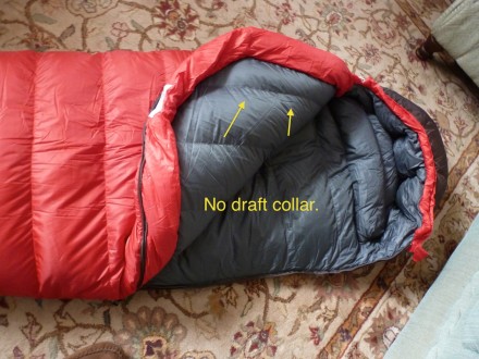 No Front Draft Collar, Down Missing.