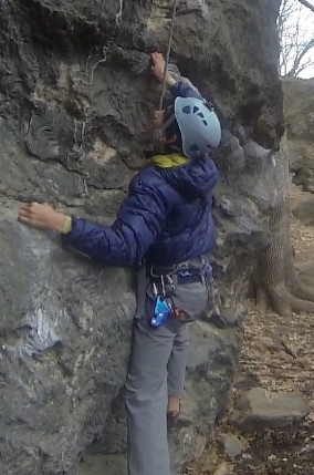 climbing with down jacket