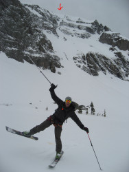 Dan Hehir sports the Couloir harness after a 3rd descent? of the Hidden O, Ophir CO