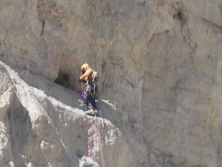 about to pull in to an acient cliff cave in nepal