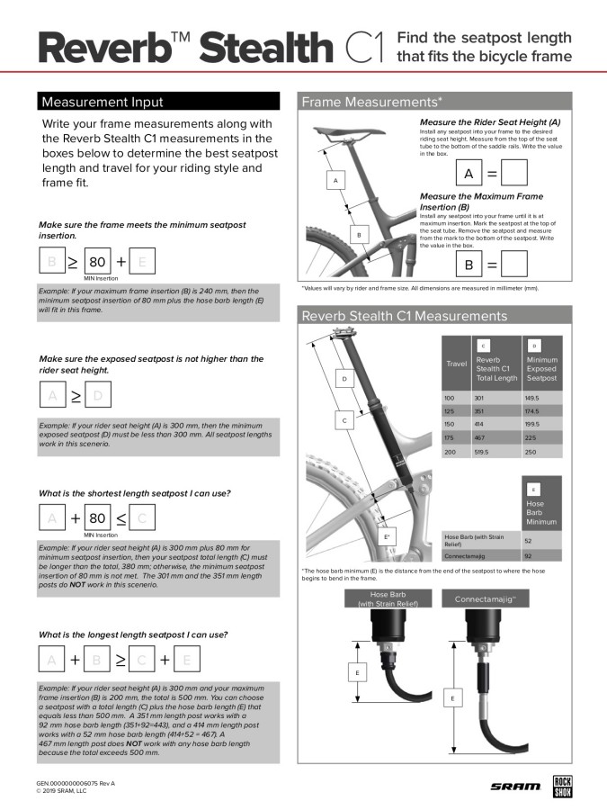 rockshox reverb dimensions
